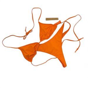SKIMS NWT Swim Signature Triangle Bikini in Tangerine Size XL